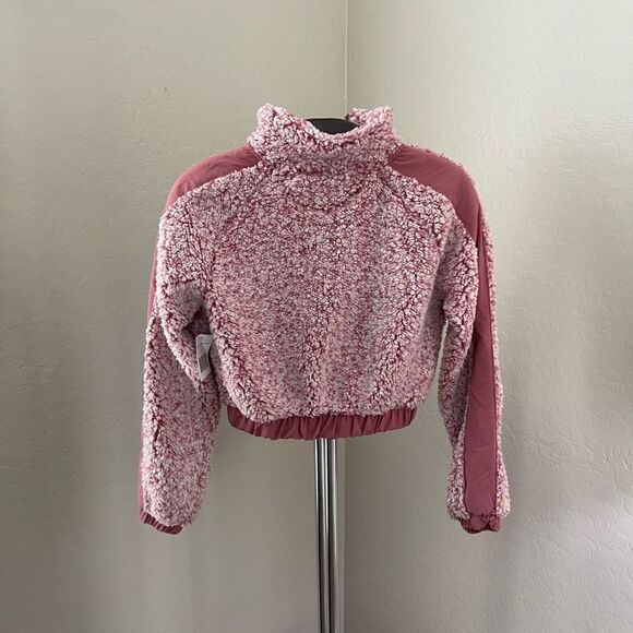 DEREK HEART Faux Sherpa Cropped Quarter Zip Top in Pink Size Small NEW - Picture 9 of 13
